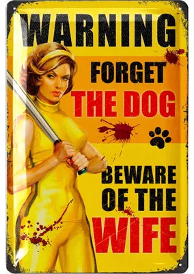 Produktbild von Retro Blechschild Hund 'Warning Wife', Hundeschilder, Blechschild Hund, Deko Garten Hund, Geschenke für Frauen Hundeliebhaber 20x30cm