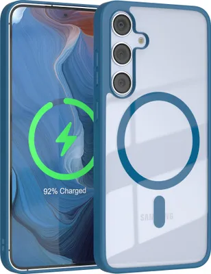 Produktbild von EAZY CASE Clear MagSafe Case für Samsung Galaxy S24 Plus, Qi-Charging, Silikon mit Kameraschutz, Bumper Case in Blau