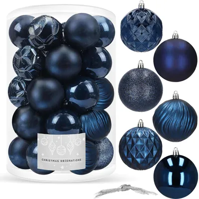 Immagine prodotto di SPRINGOS Albero di Natale baubles in plastica 30 pezzi blu scuro baubles set di Natale diametro 8 cm decorazione per la festa di Natale matrimonio