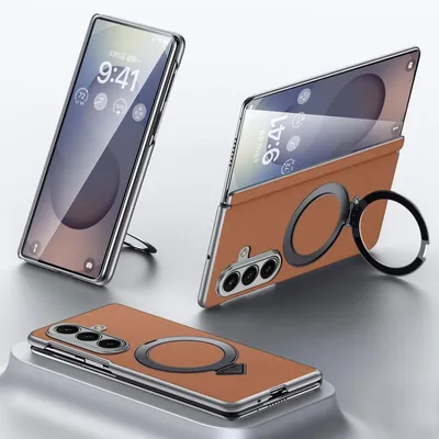 Obrázok produktu pre Pre Samsung Galaxy Z Fold7 5G SULADA Leather MagSafe Ring Holder Cover Brown