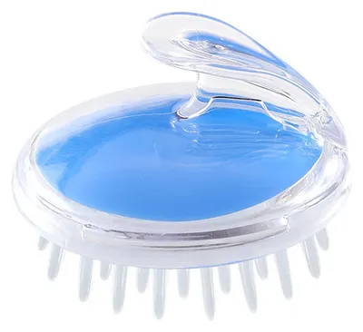 Productafbeelding van Hoofdmassageapparaat, shampoo-borstel, zachte borstelharen, transparante douchekop voor mannen en vrouwen, blauw