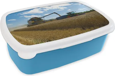 Produktbild von KitchenYeah® Lunchbox Brotzeit Brotdose 17x11 cm Traktor - Bauernhof - Landleben - Ernte - Getreide Kinder Brotzeitdose - Lunch - Kunststoff  - Brotbüchse - Sandwichbox - Lunchbox für Kinder