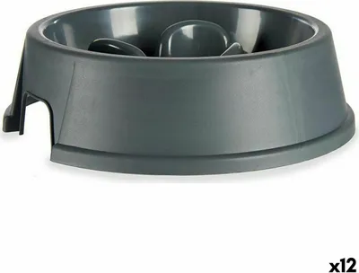 Obrázek produktu pro Miska na krmivo pro pomalé krmení domácích zvířat 27 x 7,5 x 27 cm antracitový plast (12 kusů)