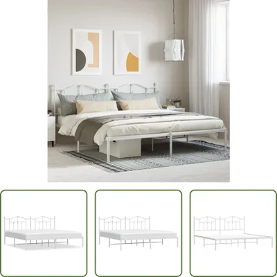 Produktbild von The Living Store Bettgestell mit Kopfteil Metall Weiß 193x203 cm