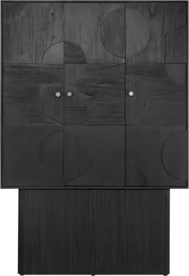 Produktbild von Casa Padrino Luxus Designer Schrank Schwarz 130 x 45 x H. 190 cm - Massivholz Regalschrank mit 3 Türen - Schlafzimmer Schrank - Wohnzimmer Schrank - Büro Schrank - Luxus Möbel