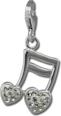 Produktbild von SilberDream weiß Charm Doppelnote Herz Zirkonia Silber Charms Anhänger GSC553W
