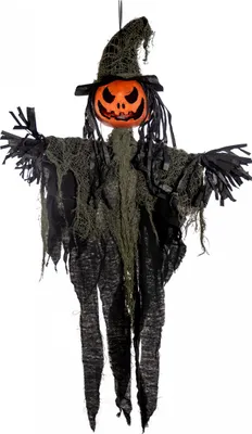 Produktbild von Kürbiskopf Vogelscheuche mit LED Beleuchtung 90 cm als Halloween Deko