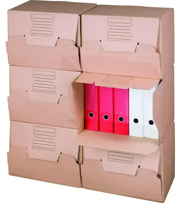 Produktbild von 10x Archivboxen 426x326x295mm mit praktischen Tragegriffen braun
