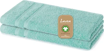 Produktbild von Lavea® 2er Set Gästetuch 30x50 cm, Gästehandtücher Bali aus Baumwolle, saugstark, 100% GOTS Baumwolle, Eisgrün