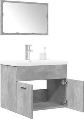 Image de Maison Exclusive - Ensemble de meubles de salle de bain 3 pièces, gris béton, matériau dérivé du bois