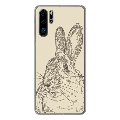 Produktbild von MuchoWow® Handyhülle Schutzhülle Hülle für Huawei P30 Pro Vintage-Illustration eines Kaninchens Silikon Softcase Handy Hülle - Schutzdeckel