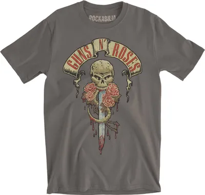 Image de T-shirt Guns N' Roses - "Dripping Dagger", modèle unie pour hommes/femmes, référence RO418 (taille L), couleur anthracite