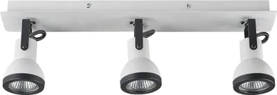 Produktbild von BELIANI Deckenlampe Weiß / Schwarz Metall Rechteckig 3-flammig In Matt Verstellbar Industrie Look Modernes Design