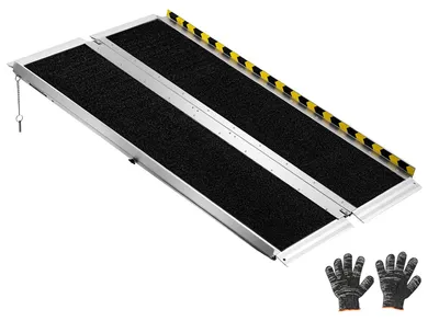 Produktbild von Rollstuhlrampe - Faltbare Auffahrrampe - 121,9 x 73,7 cm - Belastbar bis 363 kg - Rutschfeste Oberfläche - Tragbar - Für Türschwellen und Bordsteine