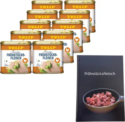 Produktbild von TULIP 10x Frühstücksfleisch Hähnchen 340 Gramm Dänische Delikatesse mit Kochbuch