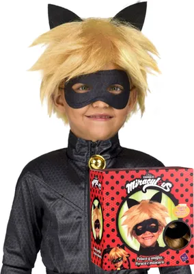 Immagine prodotto di Parrucca e maschera Cat Noir per bambini accessori Miraculous biondo-nero -