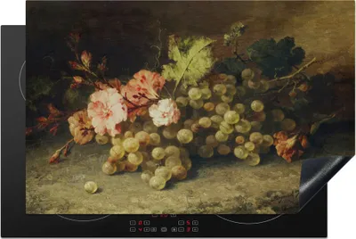 Produktbild von KitchenYeah© Herdabdeckplatte Obst - Stilleben mit Weintrauben - Alte Meister , 80x52cm, Küche Deko, Glaskeramikkochfeld Herdabdeckung, Abdeckplatte fùr Kochfeld