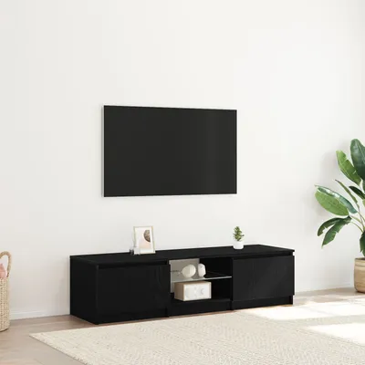Produktbild von Möbel TV-Schrank mit LED-Lichtern in Schwarz und Eiche, 140x40x35,5 cm, aus Holzwerkstoff - TV-Schränke 862563