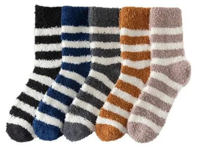 Produktbild von 5 Paar Wintersocken – uni – Warme Wintersocken – Flauschige Haussocken – Schlafsocken – Plüschsocken – Einheitsgröße