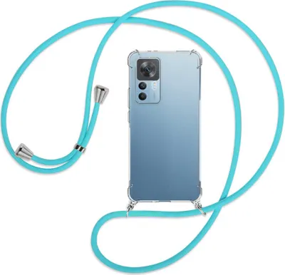 Produktbild von Handykette Backcover-Schutzhülle mit Band (Metall silberfarben) für Xiaomi 12T (6.67'' FC) - türkis