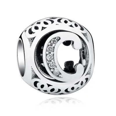 Produktbild von PANDACHARMS Kugel Buchstabe C Charm , 925er Sterling Silber, passt zu Pandora