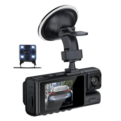 Produktbild von 3 Kameras Dash Cam, Parking Monitoring Clear Car Rearview Mirror, Car Rearview Mirror, Car Video Recording Camcorder, Wide Angle Car Camera Recorder, WIFI Interconnection Auto Safety Driving Recorder, Auto Safety Driving Recorder
