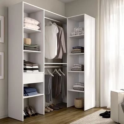 Produktbild von Calist - Großer Kleiderschrank, 79x185h cm Weiß, Modular