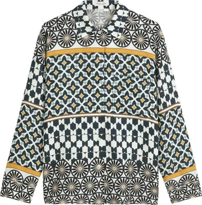 Produktbild von Marc OŽPolo Casual (318) Blouse, shirt collar, buttoned slit, multi/ white Baumwolle F54 F54 36