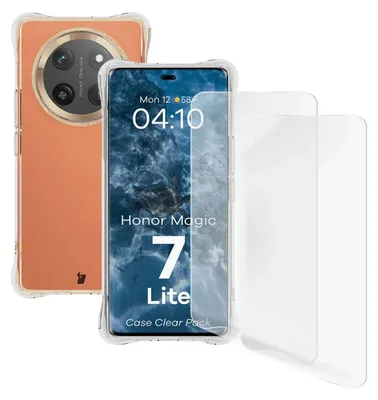 A phone case and screen protector pack for an Honor Magic7 Lite phone.