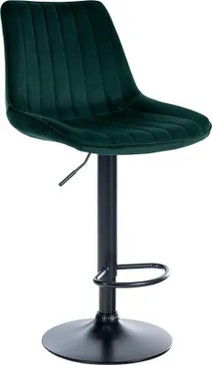 Obrázok produktu pre Moderná barová stolička SAMT - zamat, ergonomický komfort, otočná o 360° | farba: zelená | farba podstavca: čierna