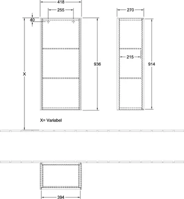 Produktbild von Villeroy & Boch Finion Seitenschrank, eine Tür, Anschlag links, 418x936x270mm, F56000HG