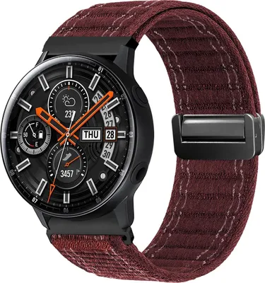 Produktbild von Smartwatch Armband für Samsung Galaxy Watch Active 40mm Nylon Textil Band Ersatzband Wechselband Magnetverschluss flexibel atmungsaktiv Rot Weinrot