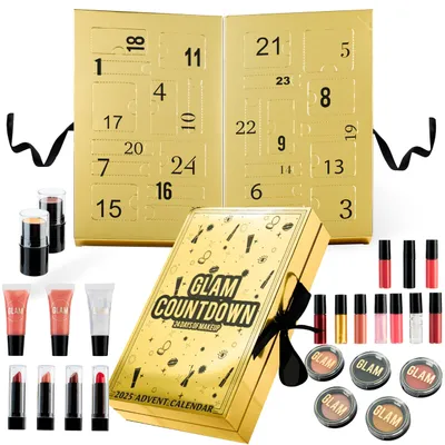 Adventskalender 2025, Beauty-Set für Frauen, 24-teilig, Gold