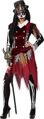 A woman in a voodoo priestess costume.