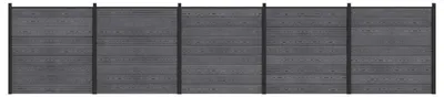 Image de Ensemble de clôture vidaXL, 5 pièces, 872 x 186 cm, WPC et aluminium, gris