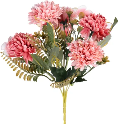 Produktbild von 3 Stück Künstliche Blumen Seidenblumen Hortensien Kunstblumen Chrysanthemen Blumen Deko Unechte Blumen für Tischdeko Mittelstücke Party Hause Büro Vase Tischdeko (Rosa)