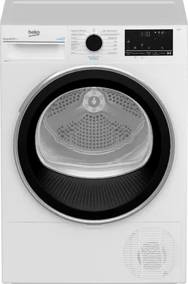 Produktbild von Beko EX856GX2, Freistehend, Frontlader, Wärmepumpe, Weiß, Drehregler, Berührung, Edelstahl