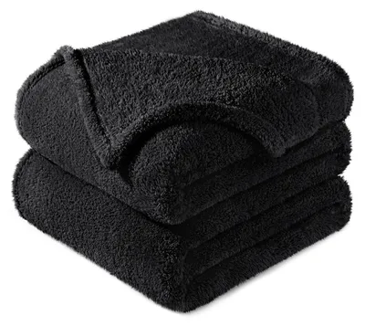 Produktbild von Fleece Decke für Sofa, weich und warm, 230 x 270 cm, schwarz