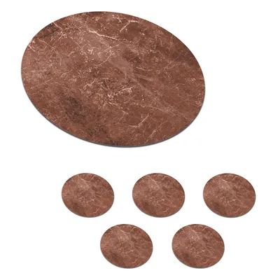 Obrázek produktu pro KitchenYeah® Skleněné podtácky kulaté sada 6 mramorových - vzor - červené 10x10 cm podtácky na sklenice - nápojové podtácky - ochrana desky stolu - stolní podtácky na šálky stolní barové sklo