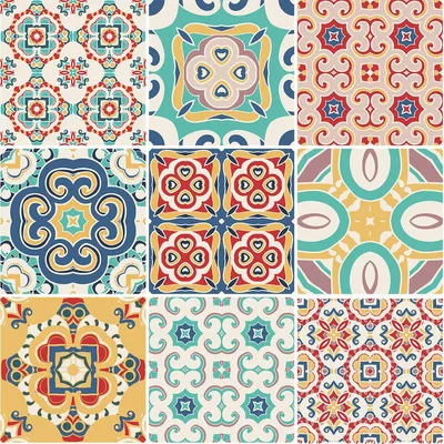 Produktbild von Selbstklebende Fliesenaufkleber für Küche und Bad – 9 Zementfliesenaufkleber im Azulejos Patricio-Stil – 9 Aufkleber, 20 x 20 cm