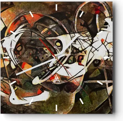 Produktbild von Wanduhr - Quadrat - Glasuhr - Abstraktion modern - 30x30cm - Schleichendes Uhrwerk - Lautlos - zum Aufhängen bereit - Dekoration Modern - Wanddekoration aus Glas - C3AC30x30-3452