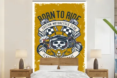 Produktbild von MuchoWow® Fototapete für Wohnzimmer oder Schlafzimmer Wandtapete Vinyl Motivtapete Mannshöhle - Schädel - Helm - Retro - 160x240 cm - Vinyltapete