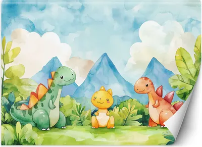 Immagine prodotto di Murale per camera bambini XXL dinosauri divertenti a colori carta da parati 350x245 cm colore Tema colorato Per bambini e ragazzi
