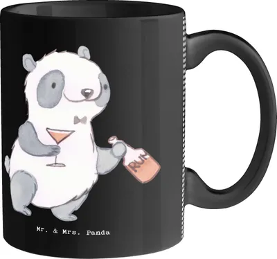 Produktbild von Mr. & Mrs. Panda Tasse Kneipenwirt Herz - Schwarz - Geschenk, Bar, Kneipe, Party, haferl, Becher, Cocktails, Pott, Teetasse, Gaststätte, Rum, Kaffeetasse