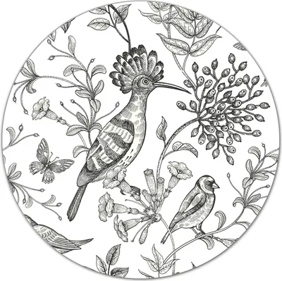 Produktbild von Herd-Abdeckplatte Glas Schneidebrett Ceranfeld-Abdeckung - 40 cm - Vogelskizze weiß