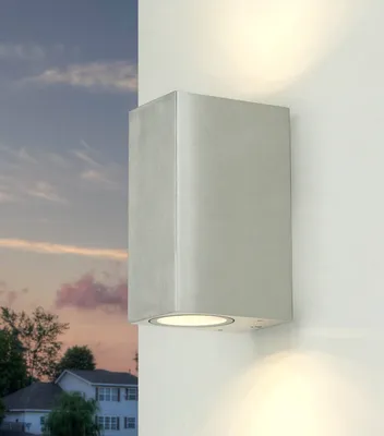 Produktbild von Außenwandlampe Up Down IP44 Silber GU10 Aluminium Modern AALBORG Außenlampe Wand Hof Haus