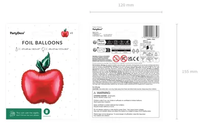 Produktbild von Folienballon Apfel Form 57x45cm Rot Grün