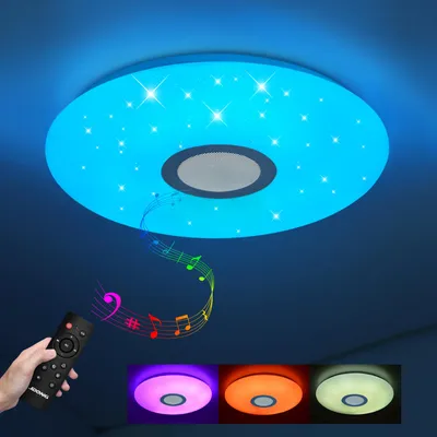 Produktbild von JDONG Led Deckenleuchte mit Fernbedienung und App dimmbar 24W Bluetooth Deckenleuchte mit Lautsprecher Sternenhimmel,Farbwechsel RGB Warmweiß/Kaltweiß