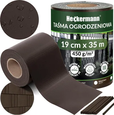 Zdjęcie produktu dla Taśma ogrodzeniowa 19cm x 35m Heckermann - Brązowa