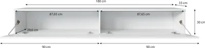 Obrázok produktu pre MINIO go for it, TV skrinka, nízka skrinka, 180 cm, závesná, stojaca, s LED osvetlením, farba: čierna